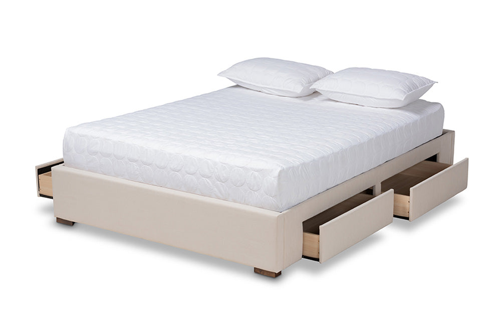 Baxton Studio - Leni King Size Bed - CF9045-Beige-King view 2