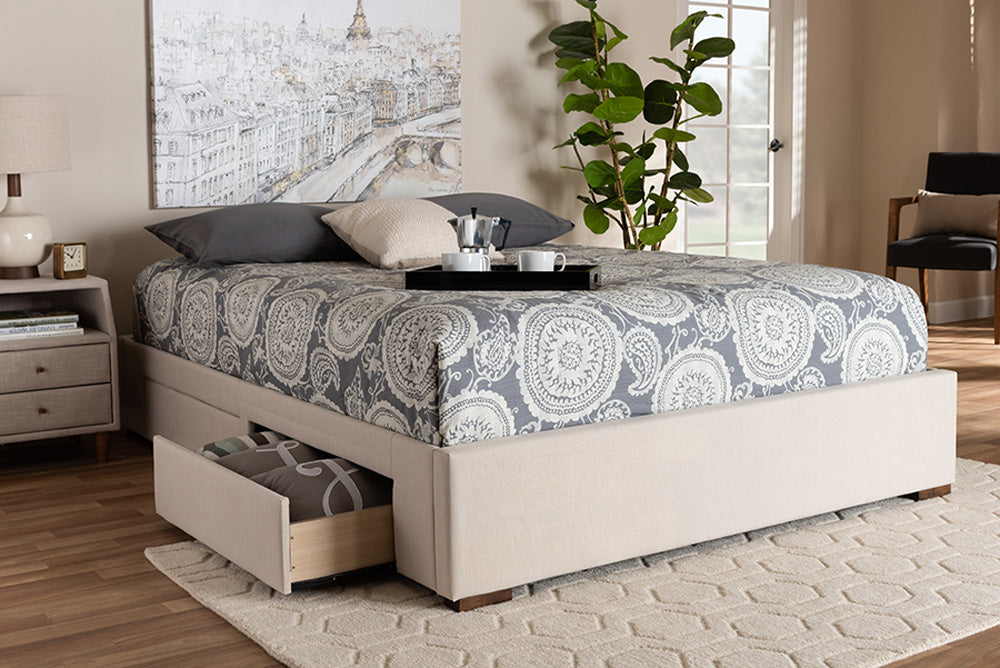 Baxton Studio - Leni King Size Bed - CF9045-Beige-King view 5