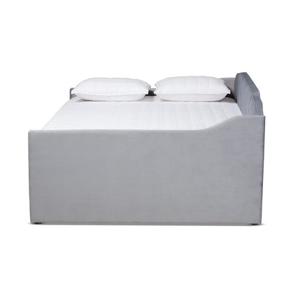 Baxton Studio - LenNon Full Size Daybed with Trundle in Grey - CF9172-Silver Grey Velvet-Daybed-F/T view 3