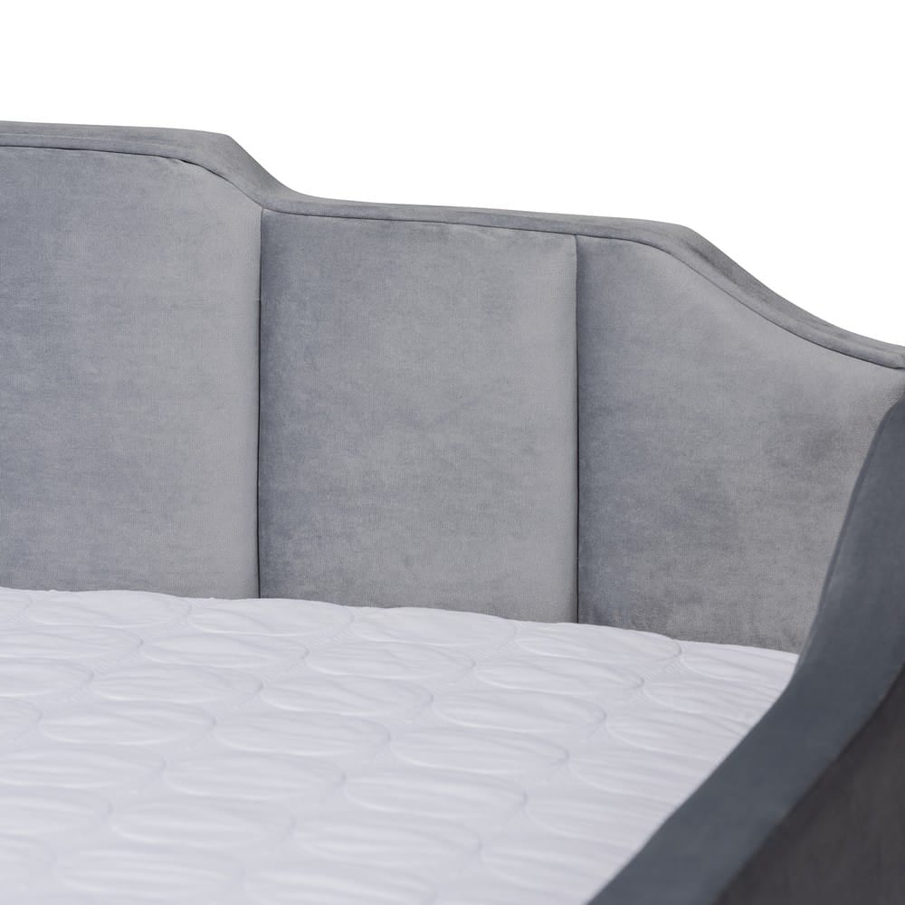 Baxton Studio - LenNon Full Size Daybed with Trundle in Grey - CF9172-Silver Grey Velvet-Daybed-F/T view 6