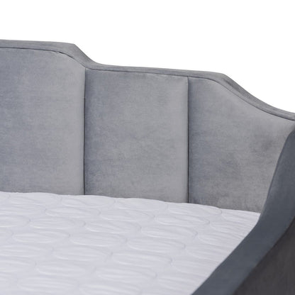 Baxton Studio - LenNon Full Size Daybed with Trundle in Grey - CF9172-Silver Grey Velvet-Daybed-F/T view 6