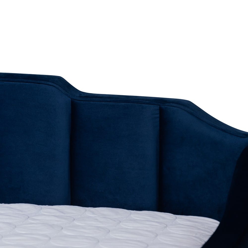 Baxton Studio - LenNon Full Size Daybed with Trundle in Navy Blue - CF9172-Navy Blue Velvet-Daybed-F/T view 6