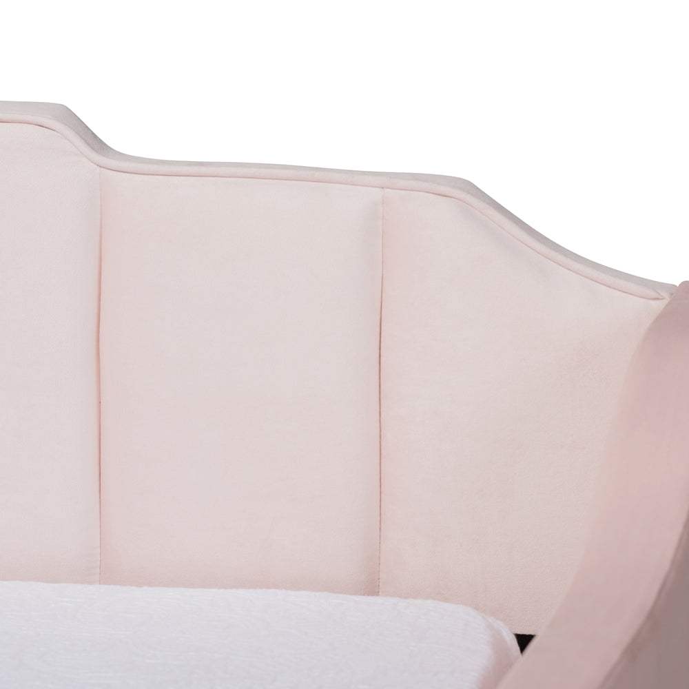 Baxton Studio - LenNon Full Size Daybed with Trundle in Pink - CF9172-Pink Velvet Velvet-Daybed-F/T view 6