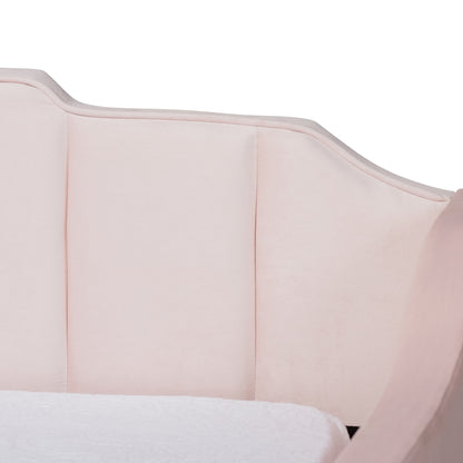Baxton Studio - LenNon Full Size Daybed with Trundle in Pink - CF9172-Pink Velvet Velvet-Daybed-F/T view 6
