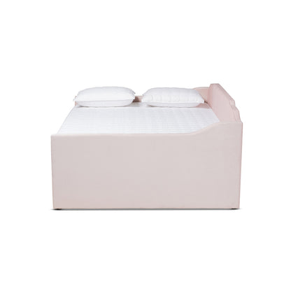 Baxton Studio - LenNon Queen Size Daybed with Trundle in Pink - CF9172-Pink Velvet Velvet-Daybed-Q/T view 3