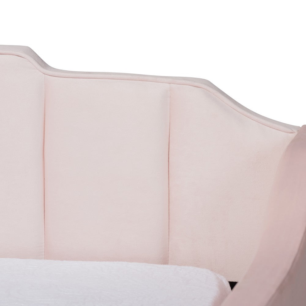 Baxton Studio - LenNon Queen Size Daybed with Trundle in Pink - CF9172-Pink Velvet Velvet-Daybed-Q/T view 6