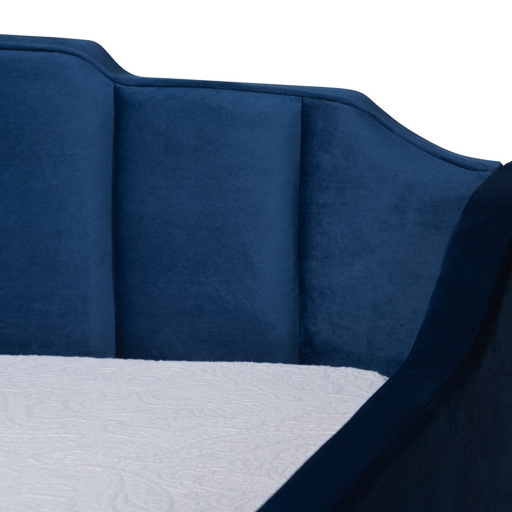 Baxton Studio - LenNon Twin Size Daybed with Trundle in Navy Blue - CF9172-Navy Blue Velvet-Daybed-T/T view 6