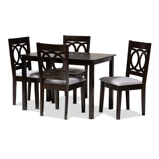 Baxton Studio - LeNoir Dining Set in Gray/Espresso - RH315C-Grey/Dark Brown-5PC Dining Set view 1