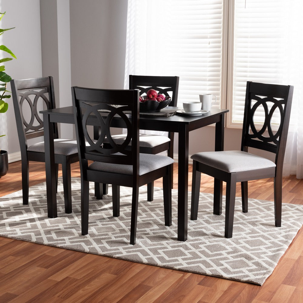 Baxton Studio - LeNoir Dining Set in Gray/Espresso - RH315C-Grey/Dark Brown-5PC Dining Set view 3