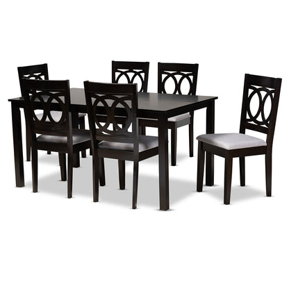 Baxton Studio - LeNoir Dining Set in Grey/Espresso - RH315C-Grey/Dark Brown-7PC Dining Set view 1