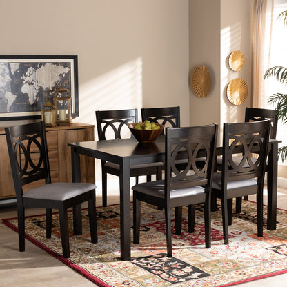 Baxton Studio - LeNoir Dining Set in Grey/Espresso - RH315C-Grey/Dark Brown-7PC Dining Set view 5