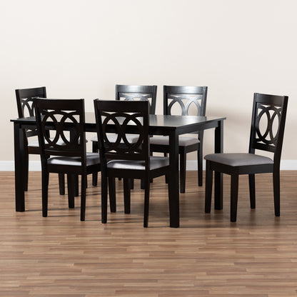 Baxton Studio - LeNoir Dining Set in Grey/Espresso - RH315C-Grey/Dark Brown-7PC Dining Set view 6