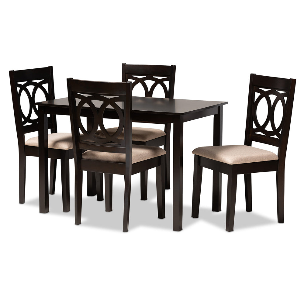 Baxton Studio - LeNoir Dining Set in Sand Brown/Espresso - RH315C-Sand/Dark Brown-5PC Dining Set view 1