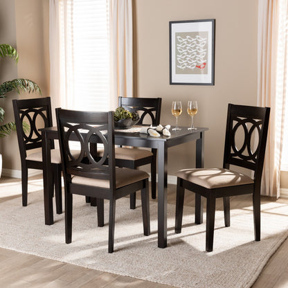 Baxton Studio - LeNoir Dining Set in Sand Brown/Espresso - RH315C-Sand/Dark Brown-5PC Dining Set view 3