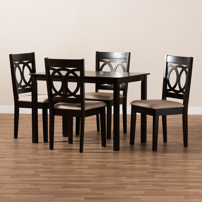 Baxton Studio - LeNoir Dining Set in Sand Brown/Espresso - RH315C-Sand/Dark Brown-5PC Dining Set view 4