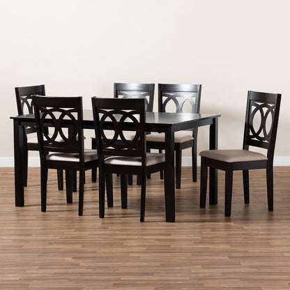 Baxton Studio - LeNoir Dining Set in Sand Brown/Espresso - RH315C-Sand/Dark Brown-7PC Dining Set view 6