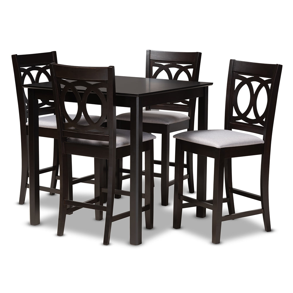 Baxton Studio - LeNoir Pub Set in Gray/Espresso - RH315P-Grey/Dark Brown-5PC Pub Set view 1