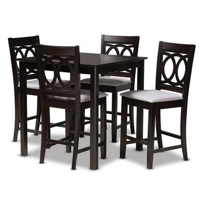 Baxton Studio - LeNoir Pub Set in Gray/Espresso - RH315P-Grey/Dark Brown-5PC Pub Set view 1