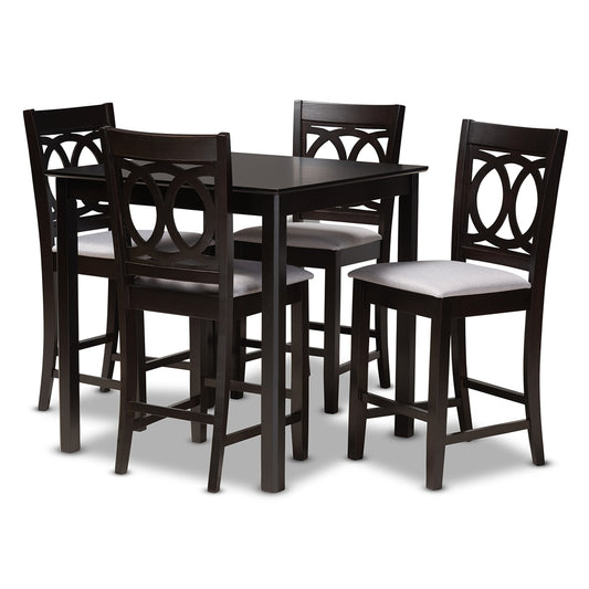 Baxton Studio - LeNoir Pub Set in Gray/Espresso - RH315P-Grey/Dark Brown-5PC Pub Set view 1