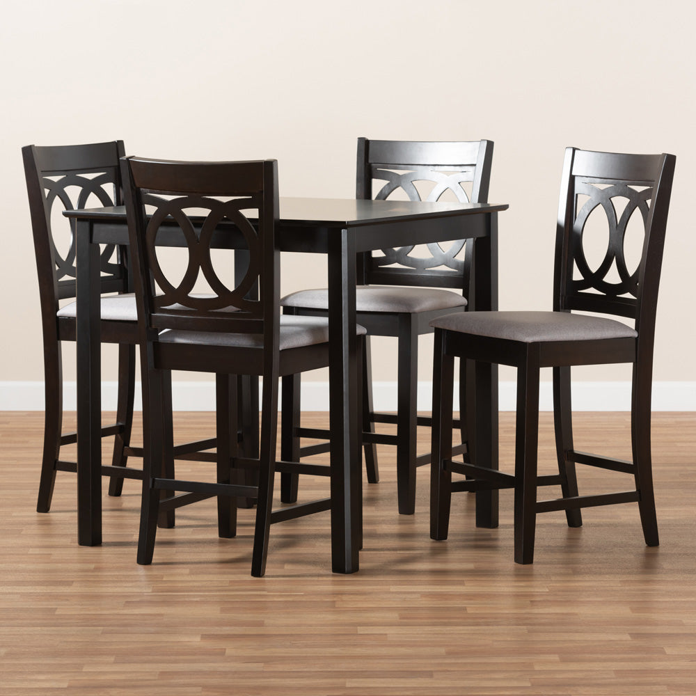 Baxton Studio - LeNoir Pub Set in Gray/Espresso - RH315P-Grey/Dark Brown-5PC Pub Set view 5