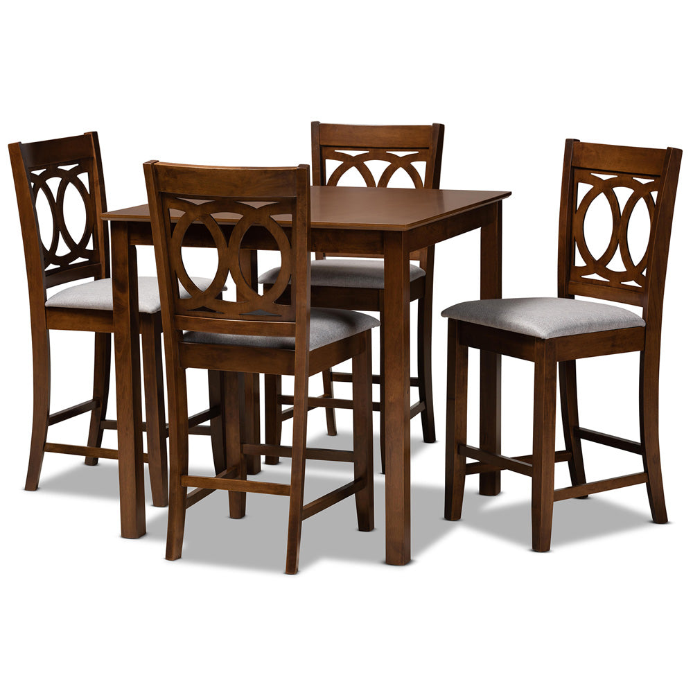 Baxton Studio - LeNoir Pub Set in Grey/Walnut - RH315P-Grey/Walnut-5PC Pub Set view 1