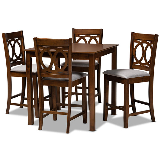 Baxton Studio - LeNoir Pub Set in Grey/Walnut - RH315P-Grey/Walnut-5PC Pub Set view 1
