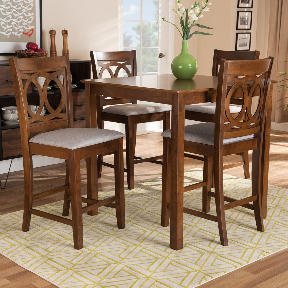 Baxton Studio - LeNoir Pub Set in Grey/Walnut - RH315P-Grey/Walnut-5PC Pub Set view 7