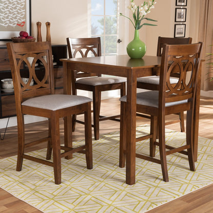 Baxton Studio - LeNoir Pub Set in Grey/Walnut - RH315P-Grey/Walnut-5PC Pub Set view 7