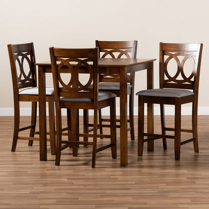 Baxton Studio - LeNoir Pub Set in Grey/Walnut - RH315P-Grey/Walnut-5PC Pub Set view 8