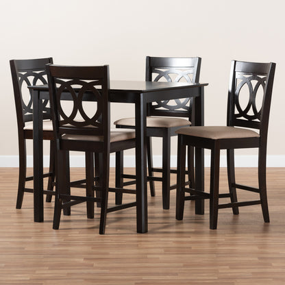 Baxton Studio - LeNoir Pub Set in Sand/Espresso - RH315P-Sand/Dark Brown-5PC Pub Set view 5