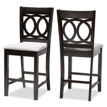 Baxton Studio - Lenoir Set of 2 Counter Stools in Gray/Espresso - RH315P-Grey/Dark Brown-PC view 1