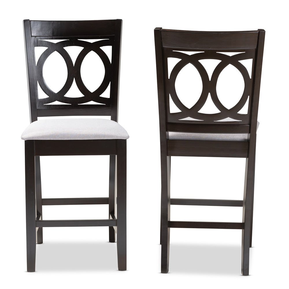 Baxton Studio - Lenoir Set of 2 Counter Stools in Gray/Espresso - RH315P-Grey/Dark Brown-PC view 2