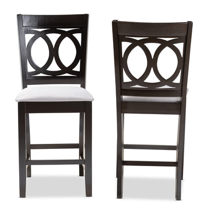 Baxton Studio - Lenoir Set of 2 Counter Stools in Gray/Espresso - RH315P-Grey/Dark Brown-PC view 2
