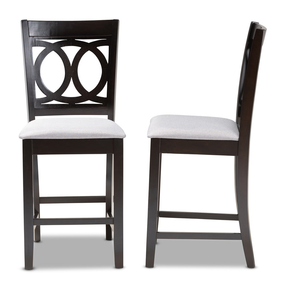 Baxton Studio - Lenoir Set of 2 Counter Stools in Gray/Espresso - RH315P-Grey/Dark Brown-PC view 3
