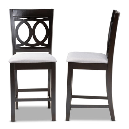 Baxton Studio - Lenoir Set of 2 Counter Stools in Gray/Espresso - RH315P-Grey/Dark Brown-PC view 3