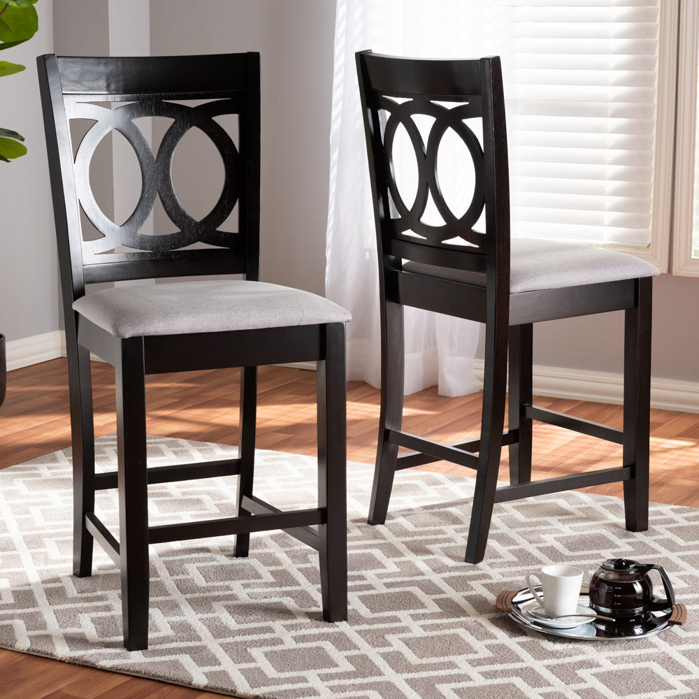 Baxton Studio - Lenoir Set of 2 Counter Stools in Gray/Espresso - RH315P-Grey/Dark Brown-PC view 5