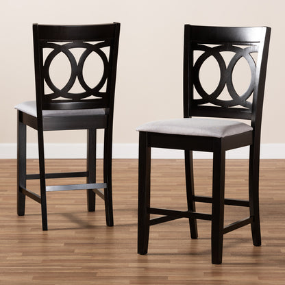 Baxton Studio - Lenoir Set of 2 Counter Stools in Gray/Espresso - RH315P-Grey/Dark Brown-PC view 6
