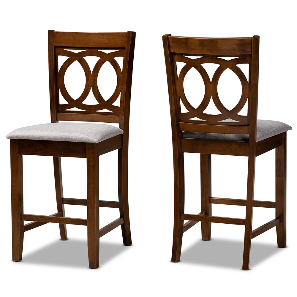 Baxton Studio - Lenoir Set of 2 Counter Stools in Grey/Walnut - RH315P-Grey/Walnut-PC view 1