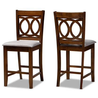 Baxton Studio - Lenoir Set of 2 Counter Stools in Grey/Walnut - RH315P-Grey/Walnut-PC view 1