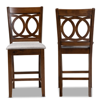 Baxton Studio - Lenoir Set of 2 Counter Stools in Grey/Walnut - RH315P-Grey/Walnut-PC view 2