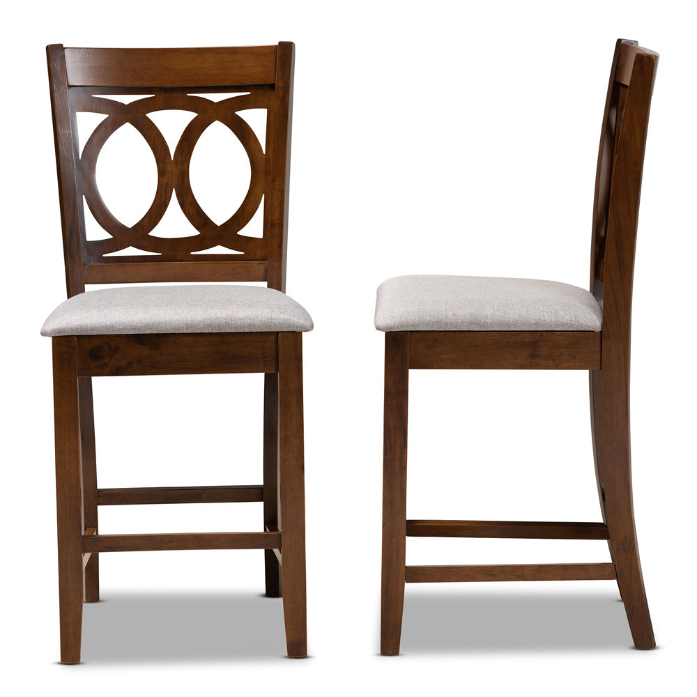 Baxton Studio - Lenoir Set of 2 Counter Stools in Grey/Walnut - RH315P-Grey/Walnut-PC view 3
