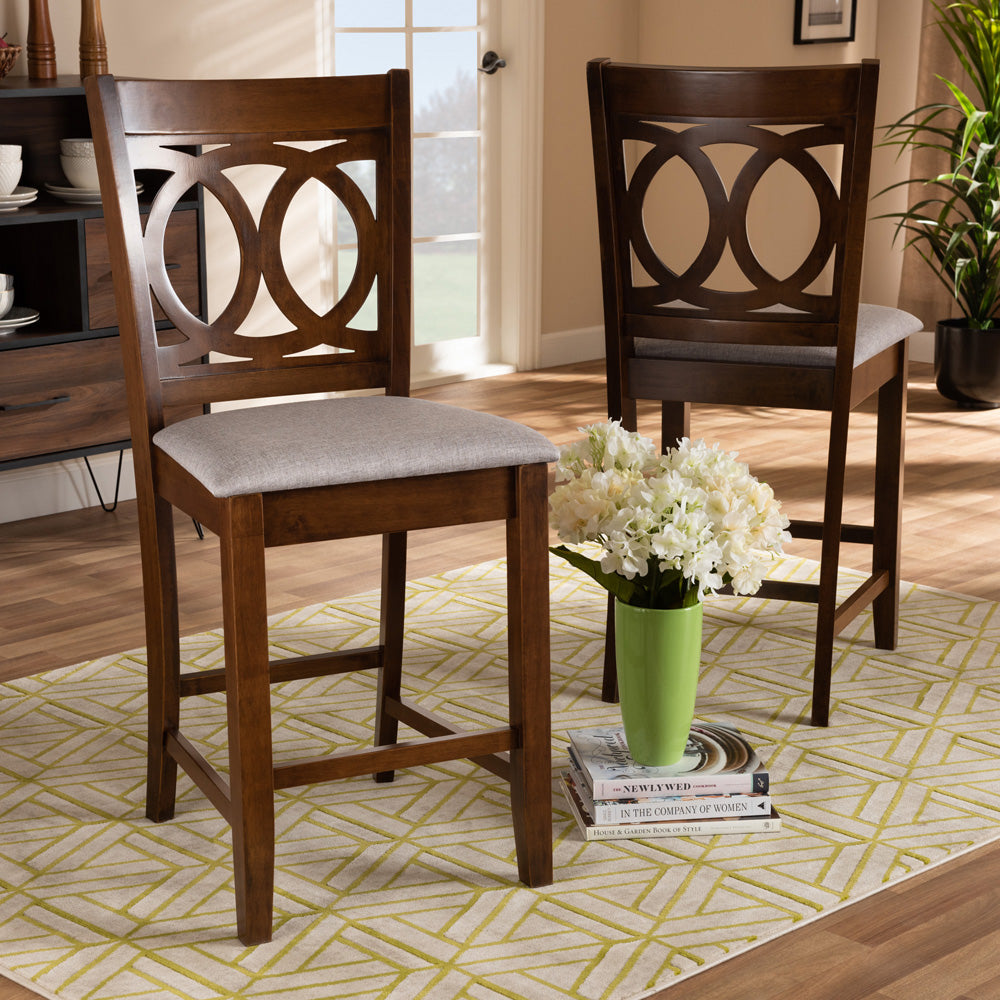 Baxton Studio - Lenoir Set of 2 Counter Stools in Grey/Walnut - RH315P-Grey/Walnut-PC view 6