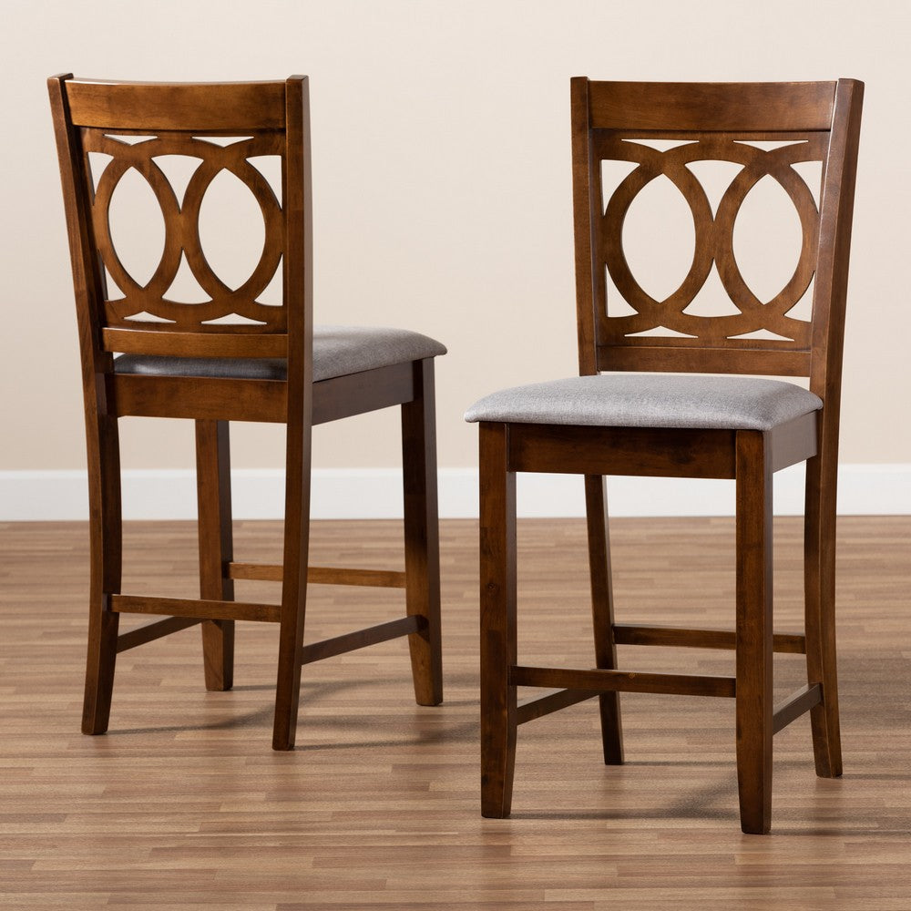 Baxton Studio - Lenoir Set of 2 Counter Stools in Grey/Walnut - RH315P-Grey/Walnut-PC view 7