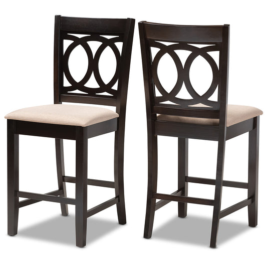 Baxton Studio - Lenoir Set of 2 Counter Stools in Sand Brown/Espresso - RH315P-Sand/Dark Brown-PC view 1