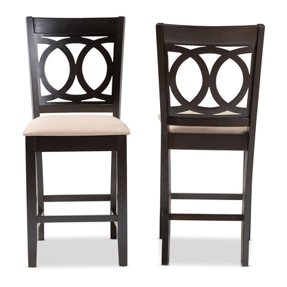 Baxton Studio - Lenoir Set of 2 Counter Stools in Sand Brown/Espresso - RH315P-Sand/Dark Brown-PC view 2