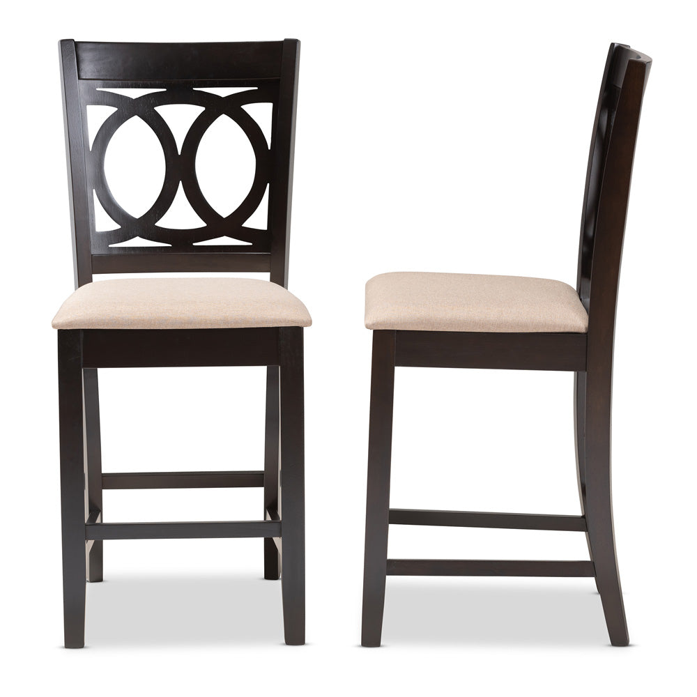 Baxton Studio - Lenoir Set of 2 Counter Stools in Sand Brown/Espresso - RH315P-Sand/Dark Brown-PC view 3