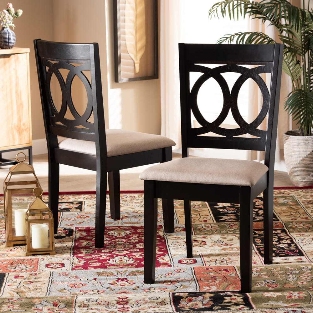 Baxton Studio - Lenoir Set of 2 Dining Chairs in Sand Brown/Espresso - RH315C-Sand/Dark Brown-DC-2PK view 5
