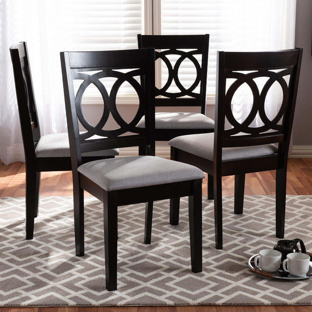 Baxton Studio - Lenoir Set of 4 Dining Chairs in Gray/Espresso - RH315C-Grey/Dark Brown-DC-4PK view 5
