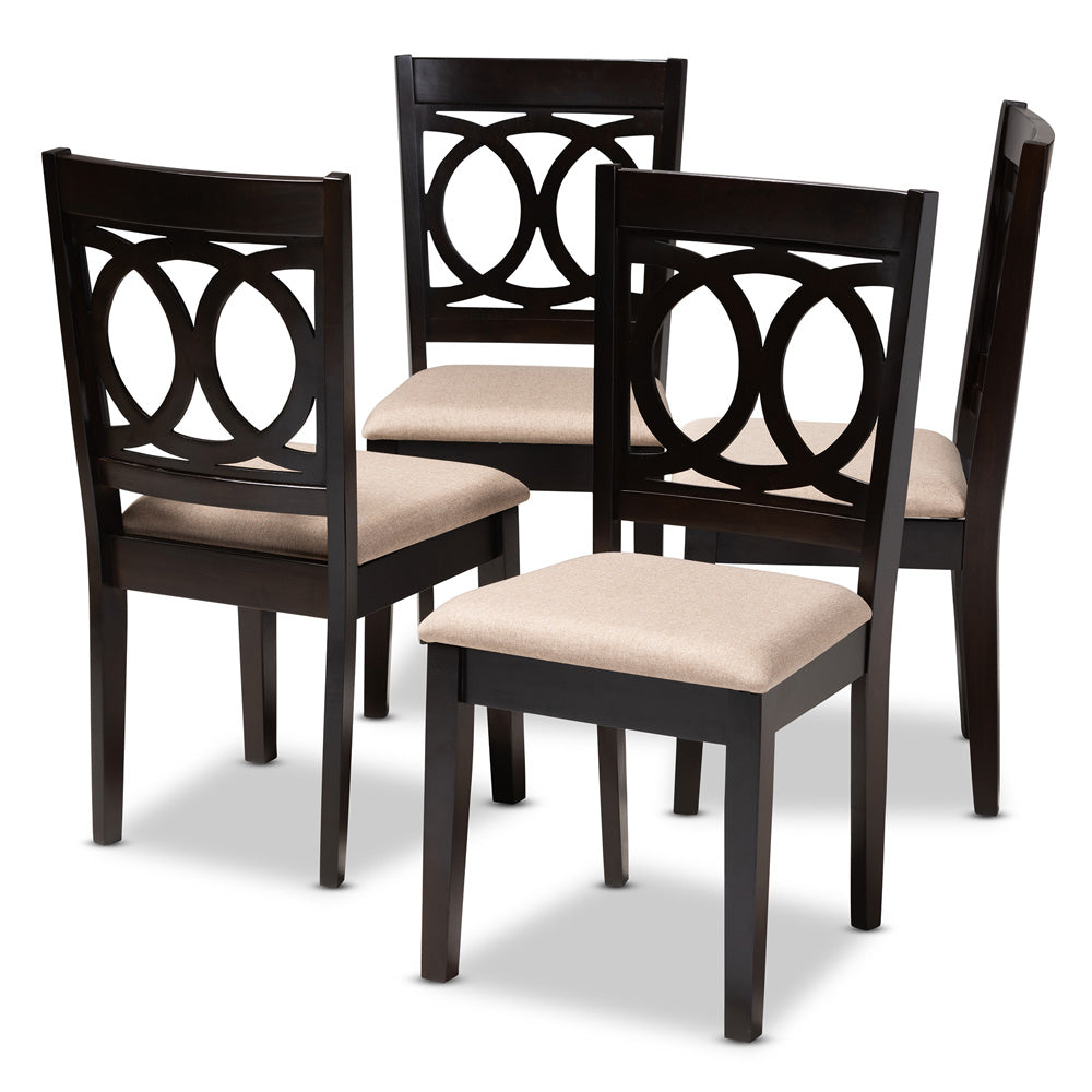 Baxton Studio - Lenoir Set of 4 Dining Chairs in Sand Brown/Espresso - RH315C-Sand/Dark Brown-DC-4PK view 1