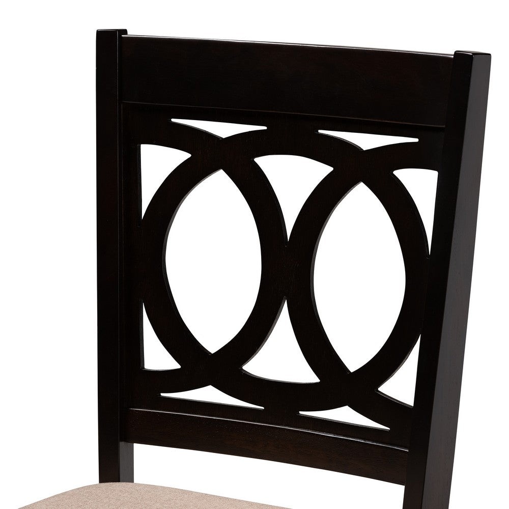 Baxton Studio - Lenoir Set of 4 Dining Chairs in Sand Brown/Espresso - RH315C-Sand/Dark Brown-DC-4PK view 3